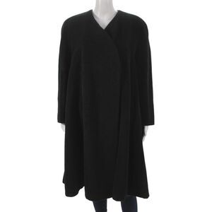 Giorgio Armani Women Overcoat Black Rayon Button Long Sleeve Size 44